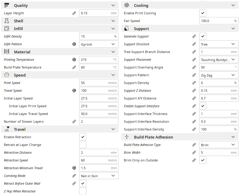 Cura print settings